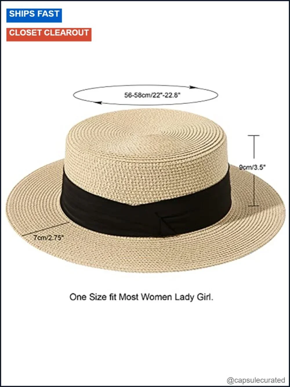Foldable Packable Wide Brim Straw Boater Sun Hat for Women Adjustable